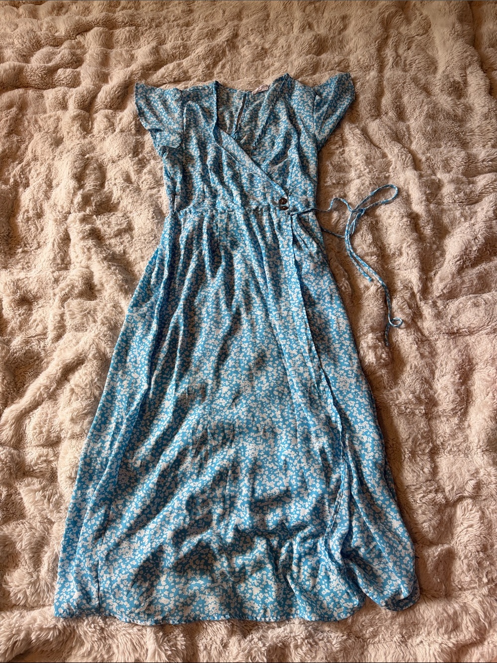 Blue Floral Wrap Maxi Dress - Lightweight Summer Dress